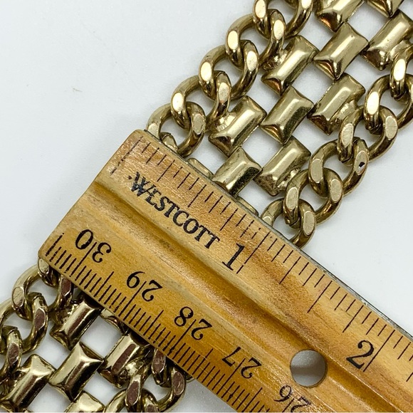 VINTAGE 1980’S THICK GOLD TONE WIDE CHAIN LINK BRACELET HEAVY 8” RETRO - Picture 5 of 7